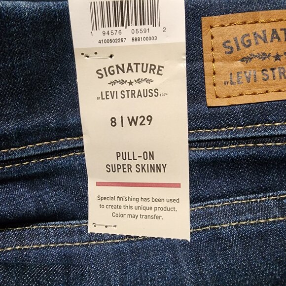 Signature Levi Strauss Womens Size 2, 4, 8 Shaping Pull On Super Skinny Jeans - Picture 3 of 10